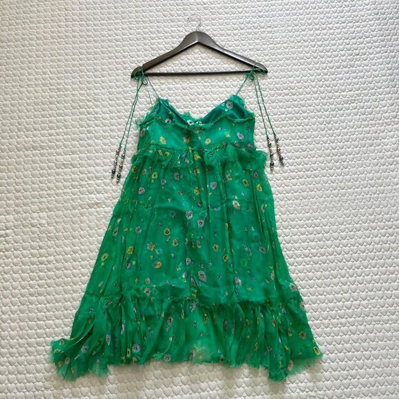 NWOT The Kooples Silk Green Floral Mini Dress Size 2 - Picture 9 of 12